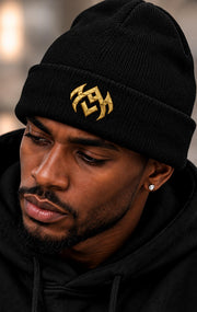 About Millions Metallic Gold Cuff Beanie