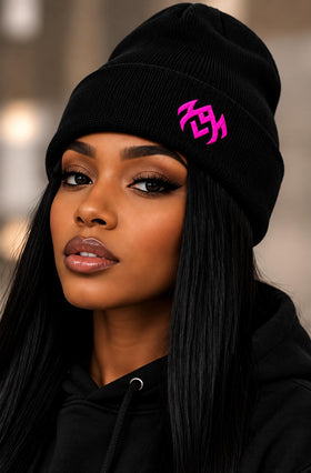 About Millions Bright Pink Cuff Beanie