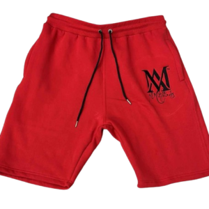 Red drawstring shorts with logo