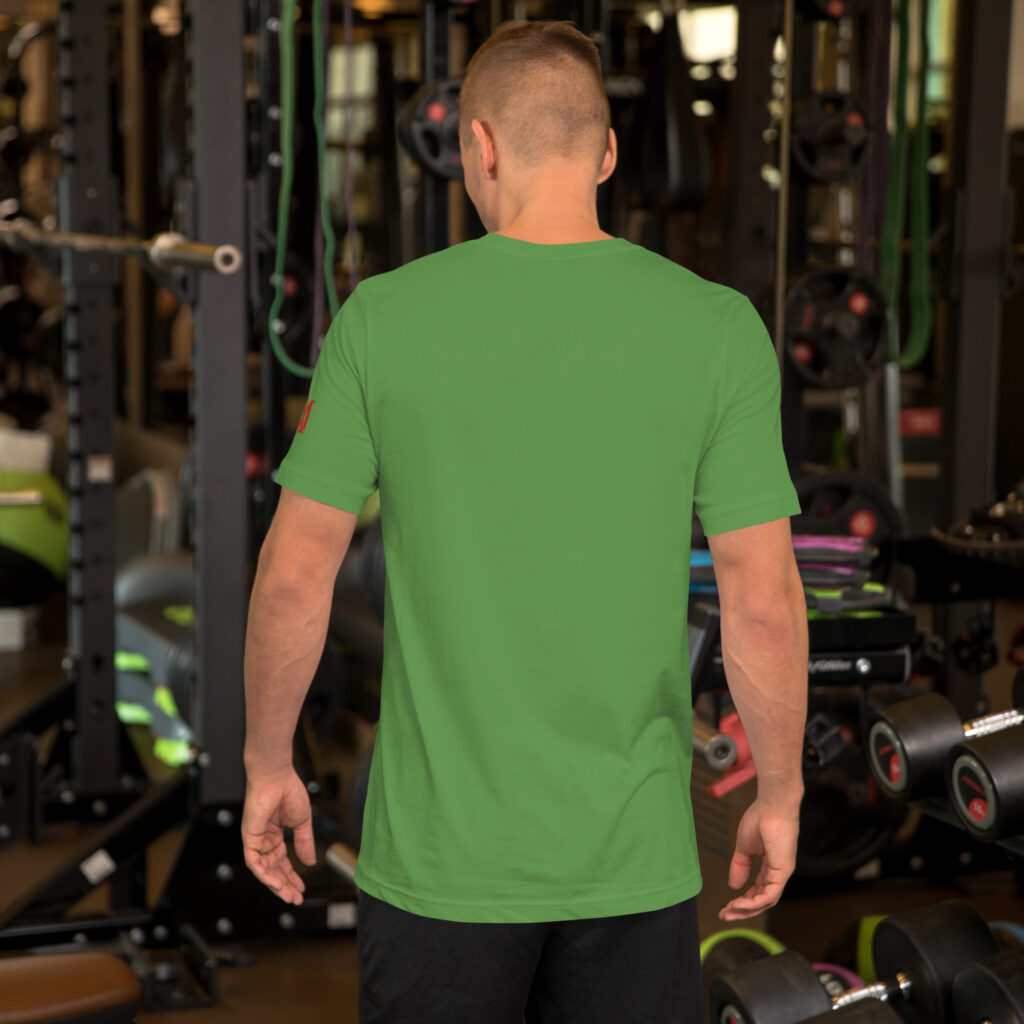 Man wearing green shirt in gym