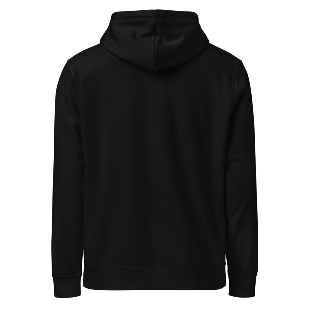 Back view of plain black hoodie