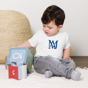 Toddler playing with number blocks