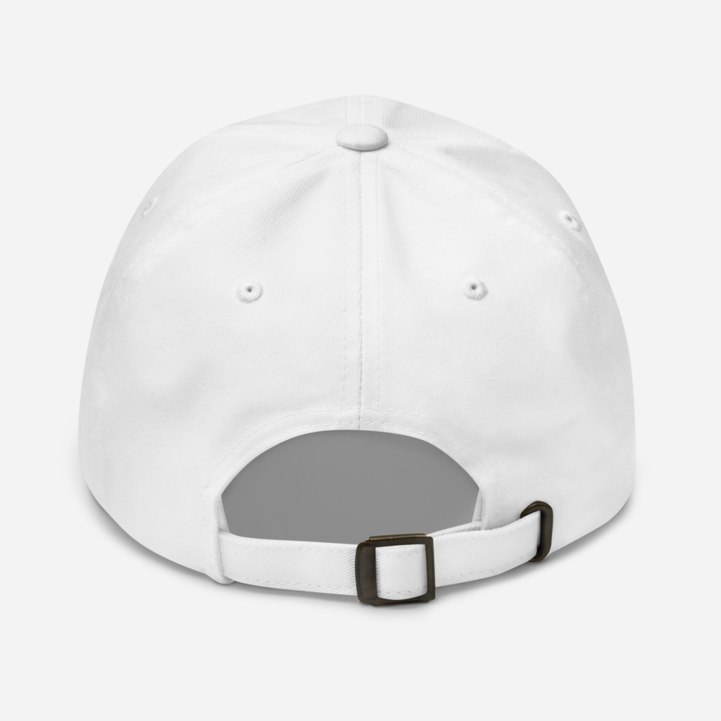 White baseball cap back with adjustable strap