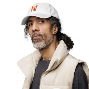 Man in white cap and beige vest