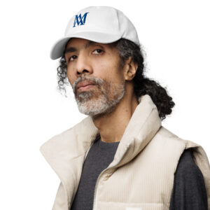 Man wearing white cap and beige vest