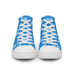 Pair of blue high-top sneakers front view
