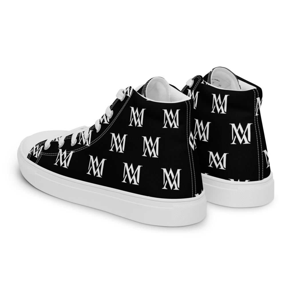 Black high-top sneakers with white M monogram
