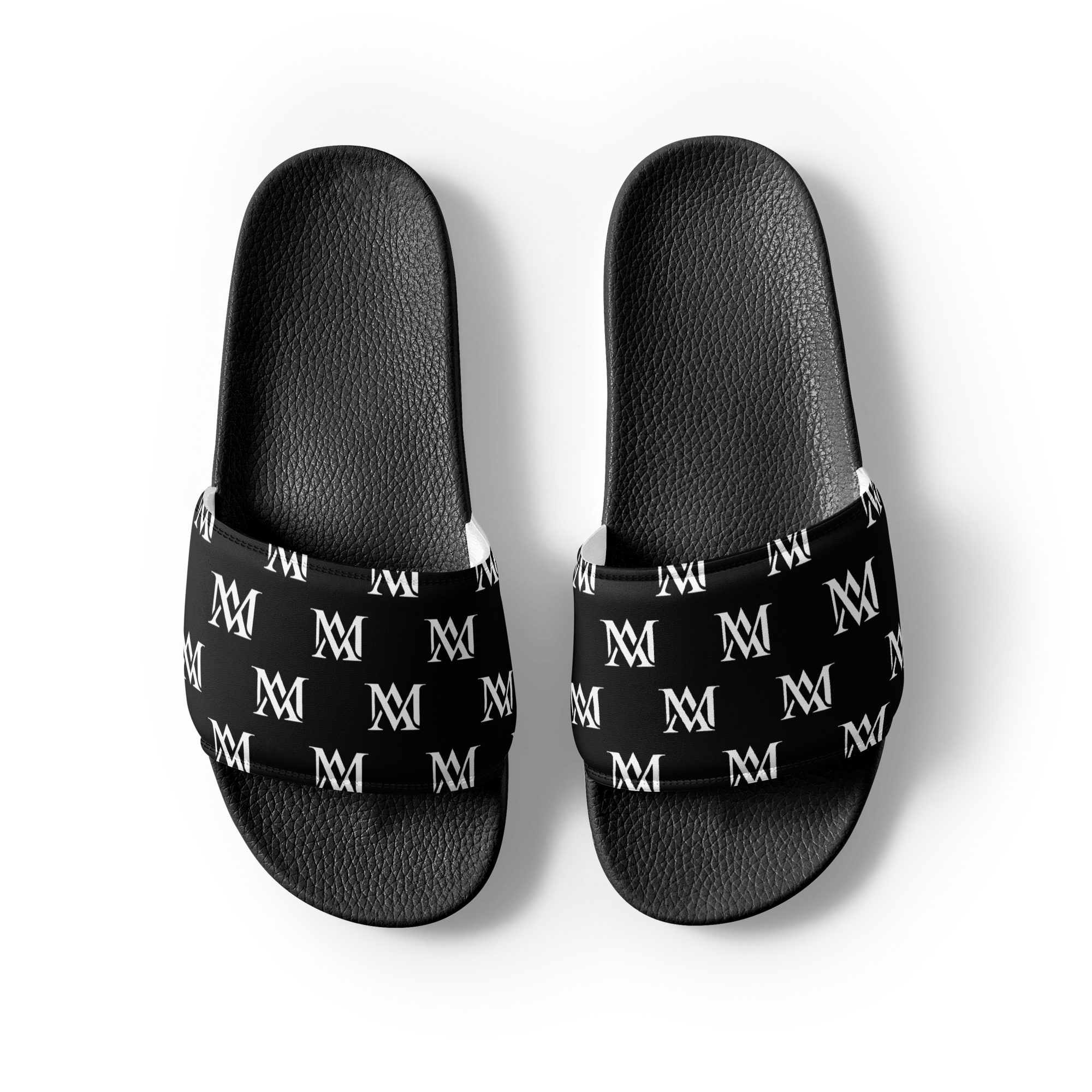Pair of black monogram slide sandals