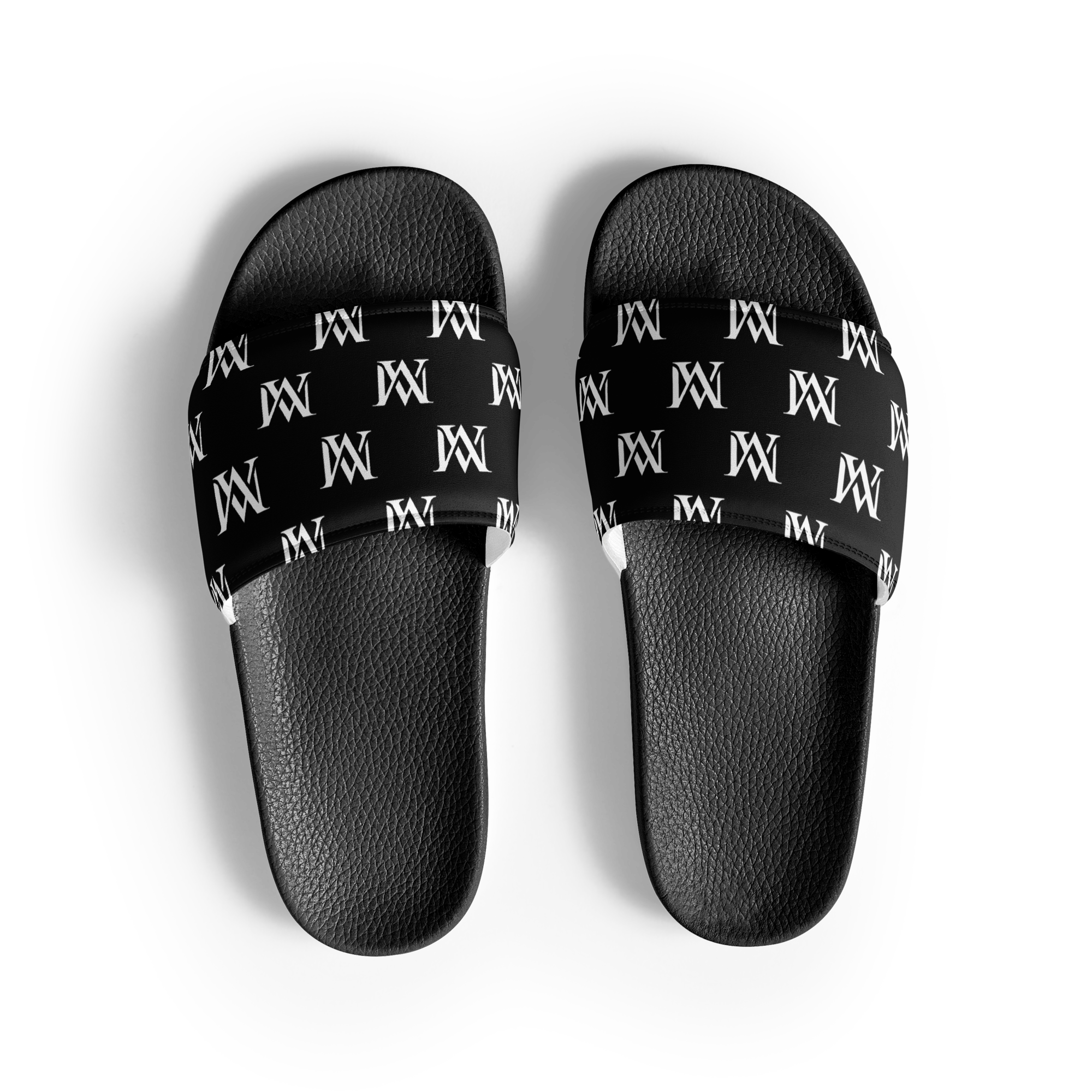 Pair of black monogram slide sandals