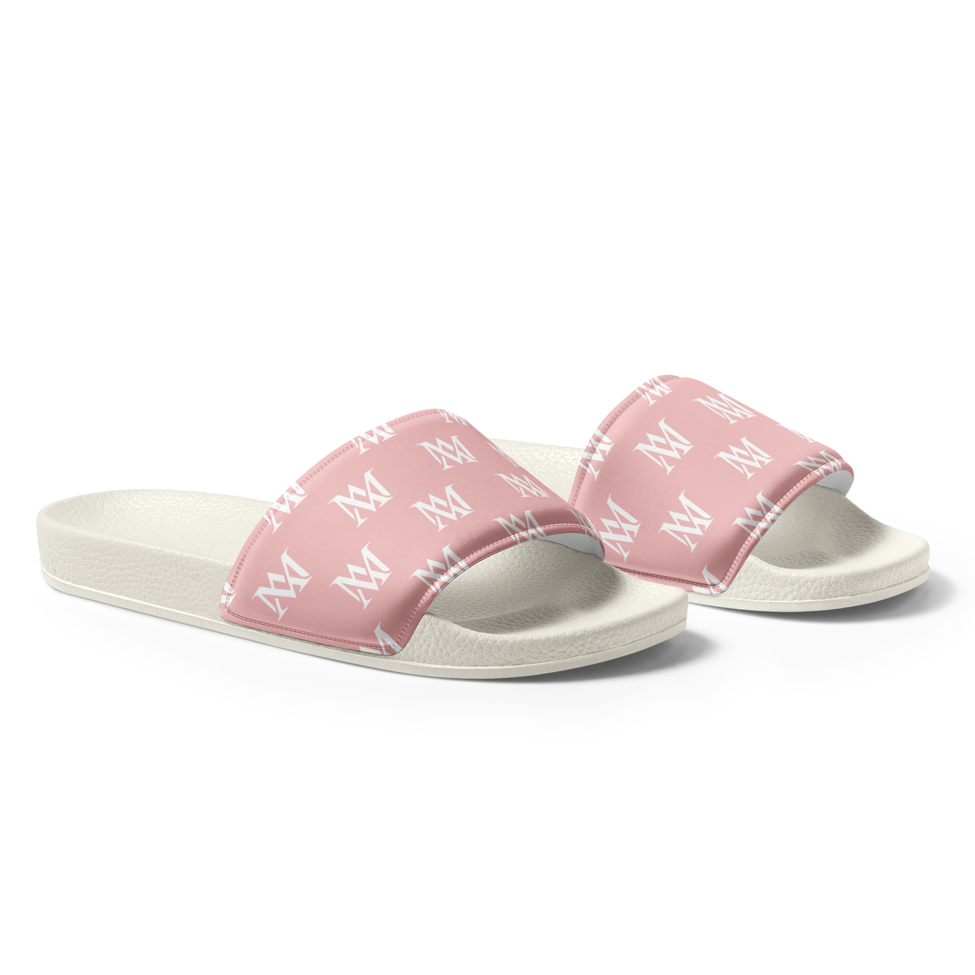 Pair of pink monogram slide sandals