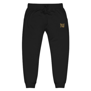 Black jogger sweatpants with gold M logo