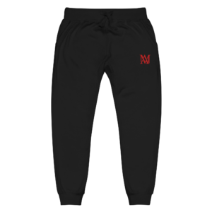 Black jogger sweatpants with red M logo