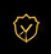Yellow shield with checkmark on black background