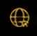 Gold globe with magnifying glass icon